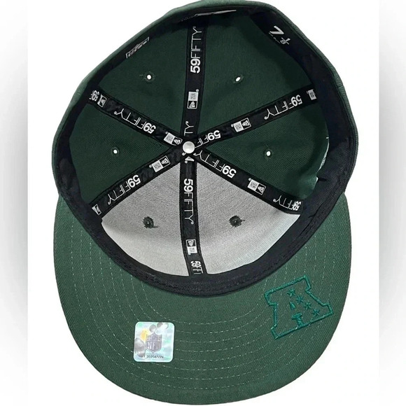 🍀 2/$22 NWT New Era New York Jets NFL Fitted Flat brimmed Green Hat size 7 1/8 - Picture 2 of 5